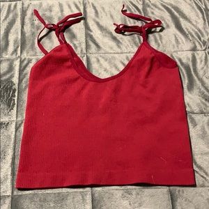 Red Crop Top with Tie Straps